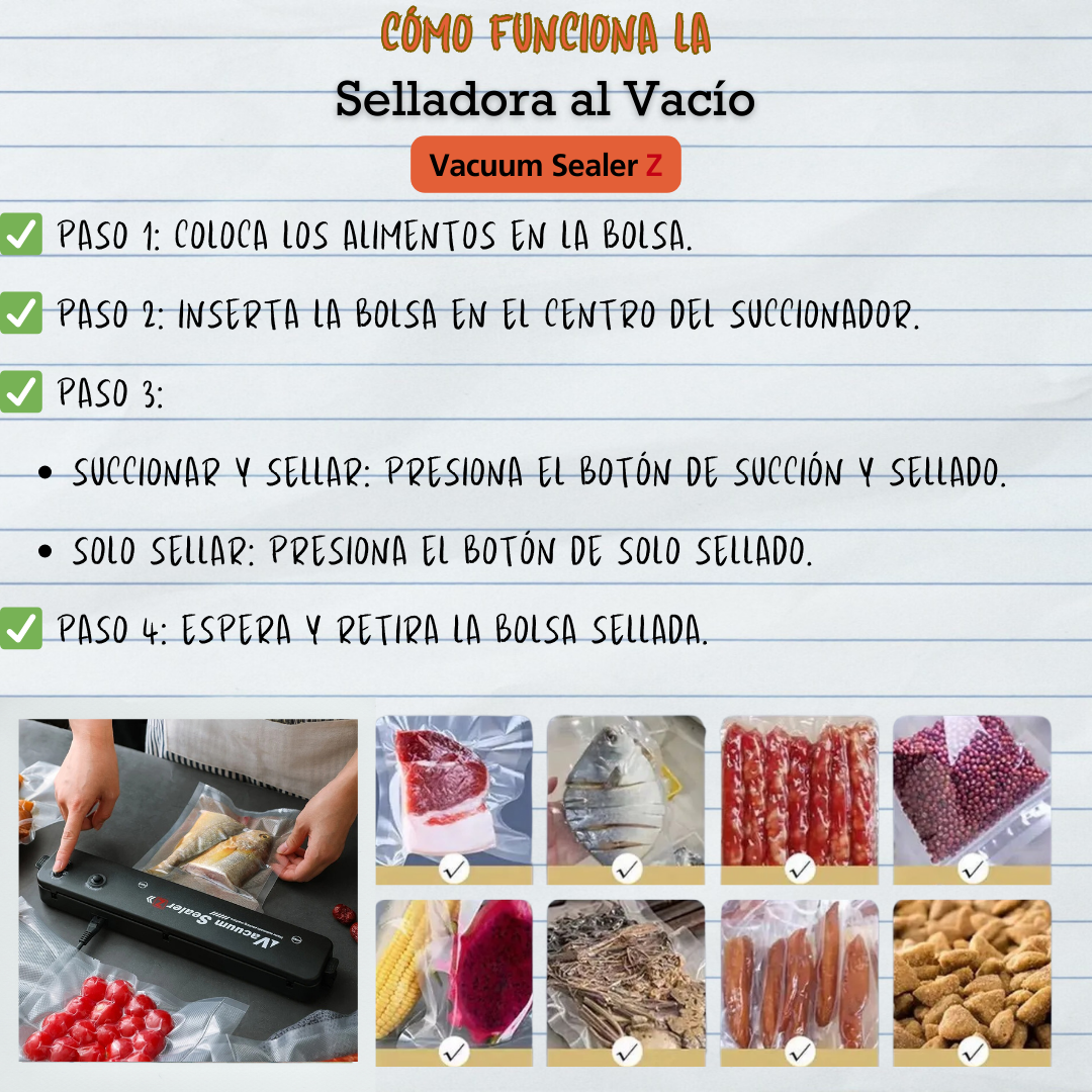 Selladora Al Vacio + 10 Bolsas Gratis🎁